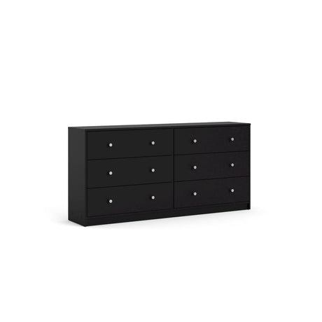 Sleek 6 Drawer Double Dresser in Elegant Black Finish for Modern Spaces Furnifact