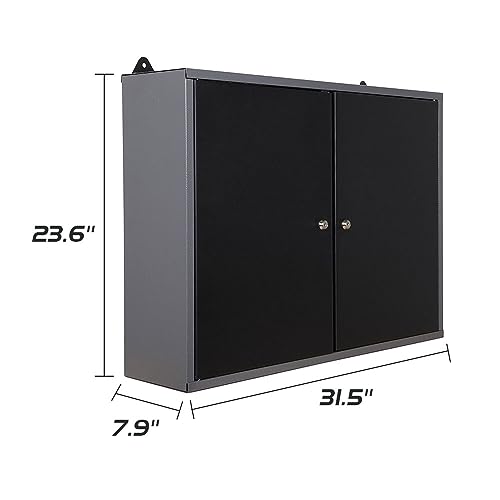 JZD Steel Garage Wall Mounted Tool Cabinet, Black & Grey JZD
