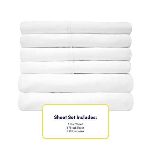 Twin Size Bed Sheets - 4 Piece 1500 Supreme Collection Fine Brushed Microfiber Deep Pocket Twin Sheet Set Bedding - 1 EXTRA PILLOW CASES, GREAT VALUE, Twin, White Sweet Home Collection