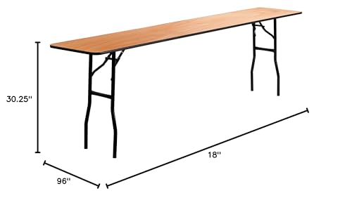 EMMA + OLIVER 8-Foot Rectangular Wood Folding Training/Seminar Table with Clear Coated Top EMMA + OLIVER