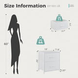 DUMOS Nightstand Small Dresser with 2 Fabric Drawers Side Tables Bedroom End Table Kids Bedside Storage Furniture for 20 inch Tall Night Stand for Closet, Entryway, College Dorm, White DUMOS