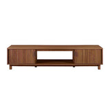 Walker Edison Walton Modern Fluted-Door Low Stand for TVs up to 80 Inches, 70 x 15.75 x 16 inches, Mocha Walker Edison