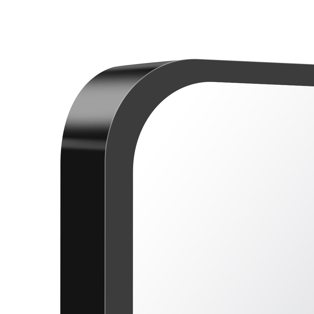 BONEWEI 72x36 inch Large Bathroom Mirror,Black Rectangle Mirror,Wall Mounted Bathroom Frame Vanity Mirror with Round Corner for Bedroom Living Room,Entryway Hangs Horizontal or Vertical BONEWEI