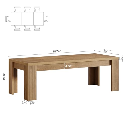 Tribesigns 6.5 ft Conference Table, 78.74-Inch Narrow Long Rectangular Conference Room Table for 6-8 People, Business Furniture Boardroom Desk for Office Meeting Seminar, Brown Tribesigns