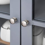 HOMCOM Elegant Buffet with Hutch, Kitchen Pantry Storage Cabinet with Framed Glass Door Drawer and Microwave Space for Dining Room, Living Room, Gray HOMCOM