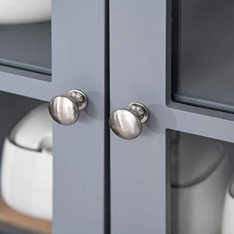 HOMCOM Elegant Buffet with Hutch, Kitchen Pantry Storage Cabinet with Framed Glass Door Drawer and Microwave Space for Dining Room, Living Room, Gray HOMCOM