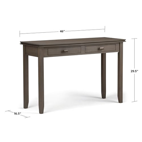 SIMPLIHOME Artisan SOLID WOOD 46 inch Wide Console Sofa Entryway Table in Farmhouse Grey with Storage, 2 Drawers, for the Living Room, Entryway and SIMPLIHOME