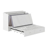 AFI Hamilton Queen Murphy Bed Chest with Mattress, Storage, and Built-in Charger in White AFI