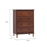 Walker Edison Modern Tall 4 Solid Wood Dresser Bedroom Storage Drawer Organizer Closet Hallway, 40 Inch, Walnut-T Walker Edison