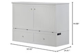 Mega Solutions Murphybedz Tuscany Murphy Cabinet Chest Bed with Charging Station 6 Inch, Queen (White) Mega Solutions
