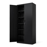 VINGLI Metal Garage Storage Cabinet with 2 Doors and 5 Adjustable Shelves, 71" Tall Steel Lockable File Cabinet, Locking Tool Cabinets for Home Office Garage Gym School (Black) VINGLI