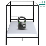 YITAHOME Canopy Bed Frame Queen Size Metal Four Posters 14 Inch Platform with Built-in Headboard Strong Metal Slat Mattress Support, No Box Spring Needed, Black
