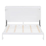 Merax Full Size Murphy Bed, Wood Hidden Foldable Wall Bed Frame w/Gas Struts, Storage Bed Cabinet for Bedroom, Office, Space-Saving, No Box Spring Needed, White Merax