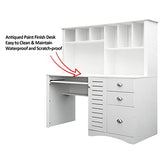 Holaki Vintage Wood Executive Computer Desk with Drawers and Bookshelf for Small Spaces Holaki