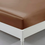 Queen Silk Satin Fitted Sheet, Soft Deep Pocket Single Bottom Bed Sheets Sold Separately, Wrinkle Free, Non- Fading, Breathable, Fully Elasticized(Queen Size, Brown) Lanest Housing