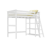 Max & Lily High Loft Bed, Twin Bed Frame For Kids With Bookcase, White Max & Lily