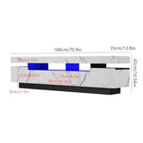 Uspeedy 70IN White TV Stand for 75/80 inch TV,Modern LED TV Stand for Living Room,High Gloss Entertainment Center with Storage Drawer,APP RGB Light,TV Console,Television Stands(Marbling) Uspeedy