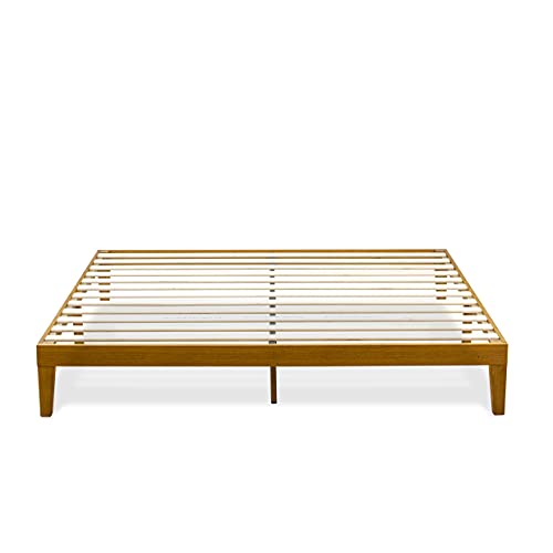 King Size Oak Platform Bed Frame with Sturdy Wooden Legs by East West Furniture East West Furniture