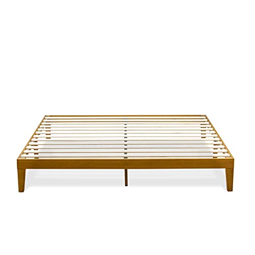 King Size Oak Platform Bed Frame with Sturdy Wooden Legs by East West Furniture - WoodArtSupply