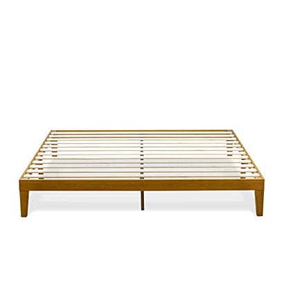 King Size Oak Platform Bed Frame with Sturdy Wooden Legs by East West Furniture - WoodArtSupply