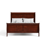 Furniture of America Arabella Cherry Wood Queen Sleigh Bed Frame with Headboard and Footboard Furniture of America