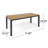 Christopher Knight Home Zak Outdoor 71" Acacia Wood Dining Table, Teak Finish, Black Christopher Knight Home