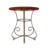Powell 697-404 Hamilton Pub Table, Brushed Faux Medium Cherry wood Matte Pewter & Bronze metal 36" x 36" x 42" tall Powell