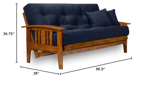 Nirvana Futons Westfield Futon Set - Queen Size, Frame, 8" Mattress, Twill Navy Blue Cover Nirvana Futons