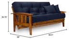 Nirvana Futons Westfield Futon Set - Queen Size, Frame, 8" Mattress, Twill Navy Blue Cover Nirvana Futons