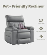 GarveeHome Oversized Recliner Chair - Faux PU Leather Manual Recliner for Adults, Lazy Chair with 1.5X Sponge Comfort Arm and Back for Living Room, Bedroom