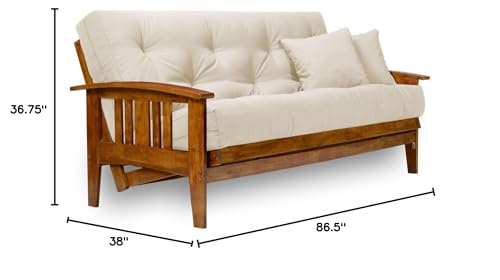 Nirvana Futons Westfield Futon Set - Queen Size, Frame, 8" Mattress, Twill Ivory Cover Nirvana Futons