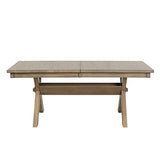 Roundhill Furniture Raven Wood Trestle Extendable Dining Table with Leaf, Glazed Pine Brown Roundhill Furniture