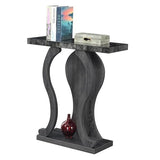 Pemberly Row Modern Console Table, Weathered Gray Wood with Faux Black Marble Top, MDF and Melamine, 31.5 x 11.5 x 34 in, Bottom Shelf, Wavy Silhouette for Entryway, Living Room, Hallway or Dining Pemberly Row