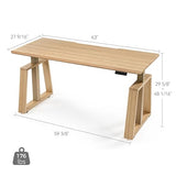EUREKA ERGONOMIC Standing Desk, 63inch Executive Computer Desk Adjustable Height Stand up Table Modern Trapezoidal Leg,Touch Screen,Oak EUREKA ERGONOMIC