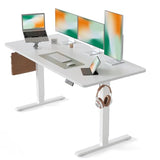 CubiCubi 63 x 28 Large Standing Desk, Height Adjustable Electric Computer Desk, 28" Deep Desktop, Sit Stand up Home Office Workstations with 4 Preset Heights, White CubiCubi