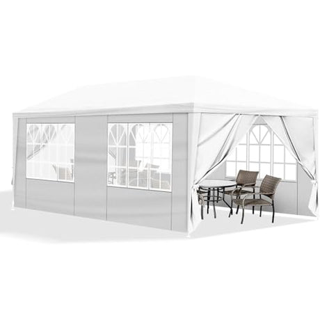 10x20 FT Party Tent, Outdoor Wedding Tents for Parties, Canopy Event Tent with 6 Removable Sidewalls, Waterproof Gazebo Shelter for Birthday Parties, Weddings, BBQs & Events (10X20FT-6Sides White) YYANDC