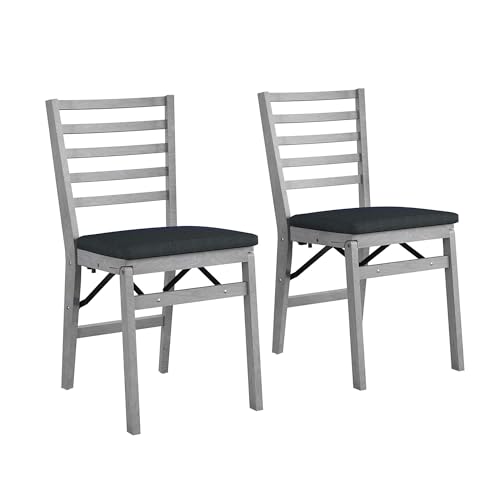 COSCO Contoured Back Wood Folding Chair, 2-Pack, Gray Wash COSCO