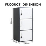 WISUNO 3 Door Vertical Stackable Storage Cabinet with Lock,Anti-Failing Device, Metal Lcoker,Organizer for Office, Home, Gym, School,Employee,Kids. (Grey) WISUNO