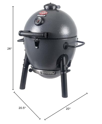 Char-Griller® AKORN® Jr. Portable Kamado Charcoal Grill and Smoker with Cast Iron Grates and Locking Lid with 155 Cooking Square Inches in Ash, Model E86714