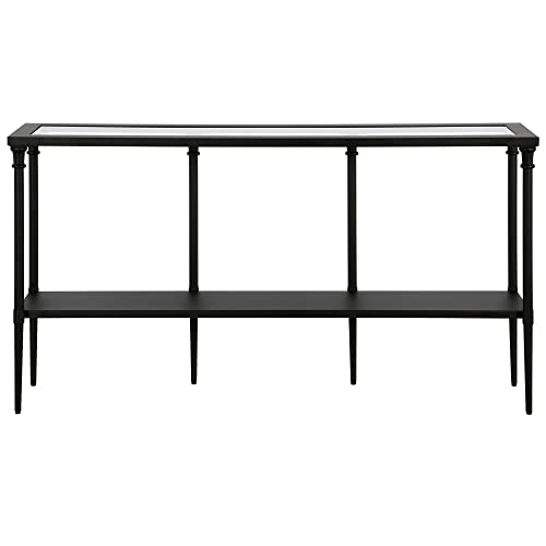 Nellie 55'' Wide Rectangular Console Table with Metal Shelf in Blackened Bronze Henn&Hart