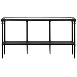 Nellie 55'' Wide Rectangular Console Table with Metal Shelf in Blackened Bronze Henn&Hart