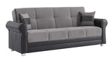 Ottomanson Convertible Sofa Bed Futon Couch with Hidden Storage & Click-Clack Sit-Sleep Conversion – Firm Support Sleeper Sofa for Living Room, Apartment & Guest Room, Gray Ottomanson