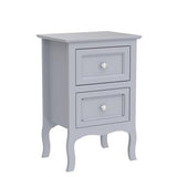 Karl home Grey Nightstand Set of 2 for Bedroom, Vintage Small Night Stand with Drawers, Farmhouse Side Table, Wooden End Tables with Curved Legs for Office, Mid-Century Karl home
