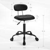 FNZIR Square Rolling Stool with Backrest Height Adjustable Chair Swivel Drafting Chair Stool Chair with Wheels Stable Base Foot Black FNZIR