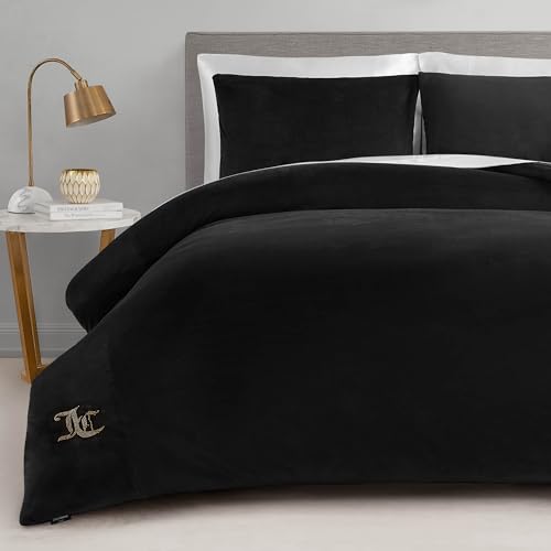 Juicy Couture Black Velour Full/Queen Comforter Set - 3 Piece Luxury Bedding Ensemble Juicy Couture