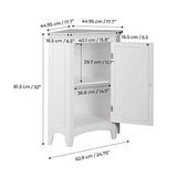 Teamson Home Glancy Wooden Small Corner Freestanding Floor Cabinet with 1 Adjustable Shelf 2 Storage Spaces 1 Door and 1 Chrome-Finished Knob, White Teamson Home