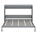 Merax Modern Murphy Cabinet Bed, Solid Wood Wall Platform Bed/No Box Spring Needed/Easy Assemble/Full,Gray Merax