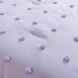 Caressma Lavender 4 Pieces Toddler Bedding Set - Lovely Pom Pom Tufted Comforter Set for Girls - Includes Purple Comforter, Fitted Sheet, Flat Sheet & Pillow Case Caressma