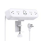 PD30W Desk Clamp Power Strip, Desktop Mount Surge Protector, Fast Charging Station, 5Ft Extension Cord Desk Edge Mount Shelf with 4 Outlets 4 USB Ports (2 USB C), Home Office Accessories Essentials Mifaso