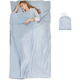RHINSBENF Sleeping Bag Liner Camping Adult Sleep Sack Lightweight Travel Sheet for Hotel Bed Compact Ultralight Essential Cleaning Supplies Kit Travel Bedding Set for Backpacking (Blue & Single) RHINSBENF